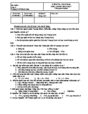 Đề kiểm tra học kỳ I môn Lịch sử, Địa lý Lớp 5 - Năm học 2015-2016 - Trường TH Kiên Hảo